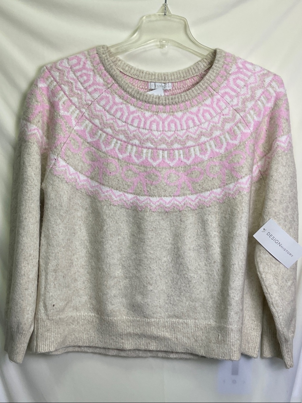 Design History Cassandra Crew Neck Sweater - Beige and Pink